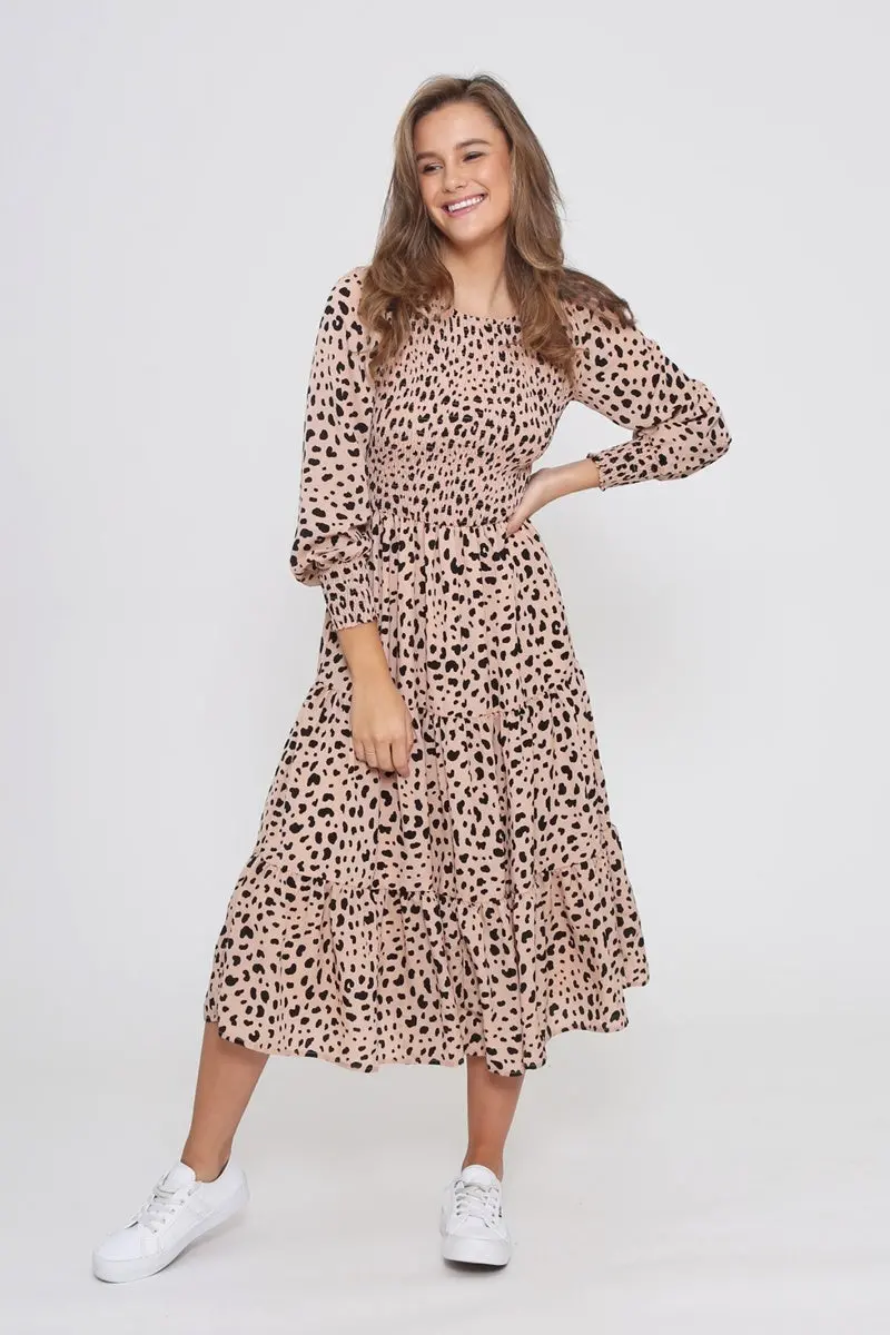 Leoni - Phoenix Dress - Peach Cheetah 1
