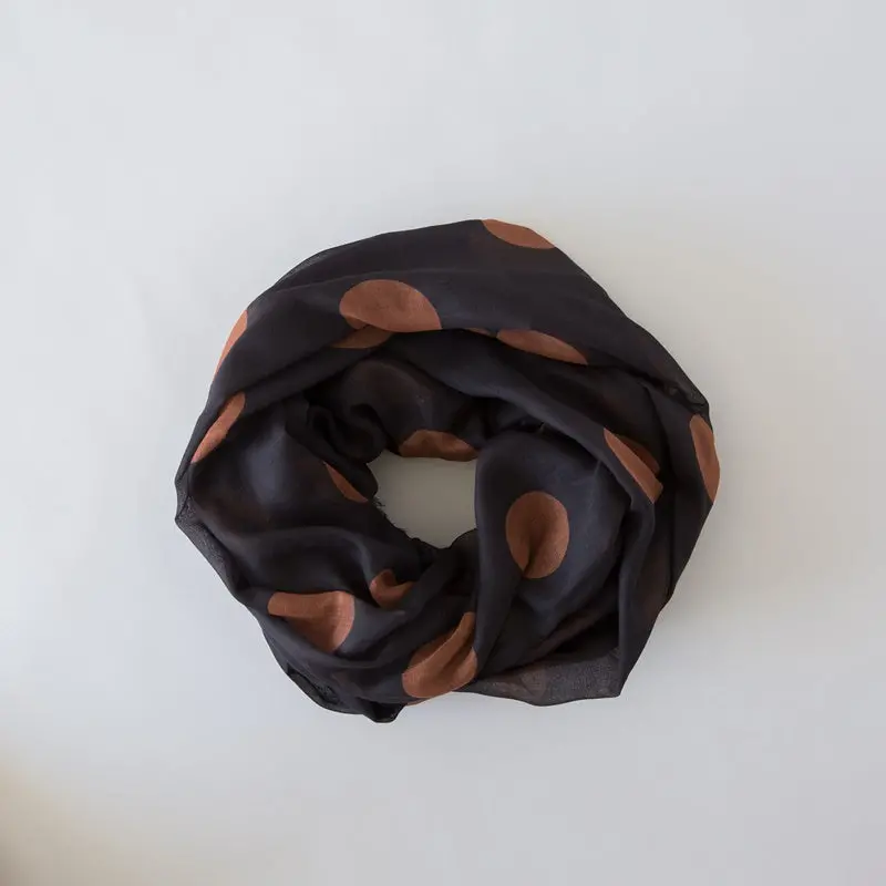 Sophie - So Spotty Maxi Scarf - Black Toffee 1
