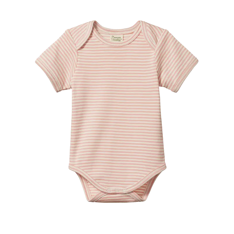 Nature Baby - Short Sleeve Body Suit - Lily Stripe 1