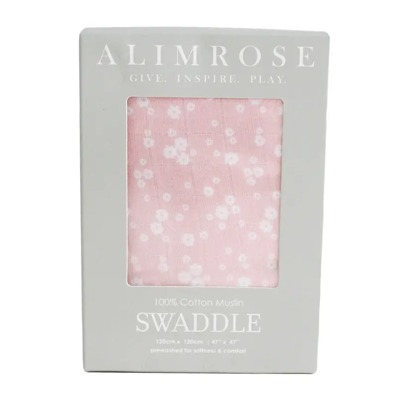 Alimrose - Muslin Swaddle Daisy Print Pink 1