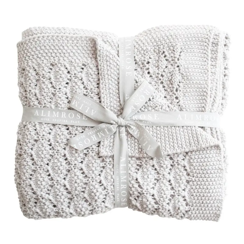 Alimrose - Organic Heritage Knit Baby Blanket - Cloud 1