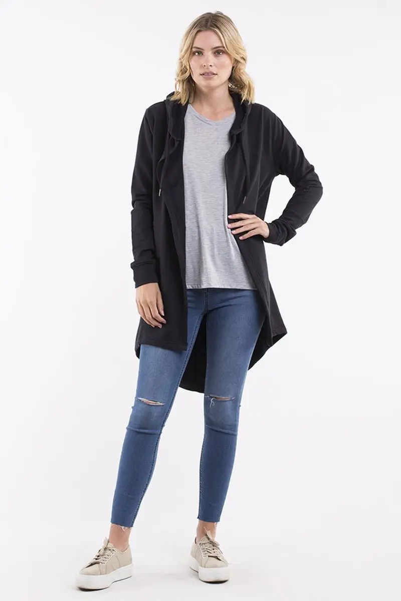 Silent Theory - Ashleigh Hooded Cardigan - Black 1