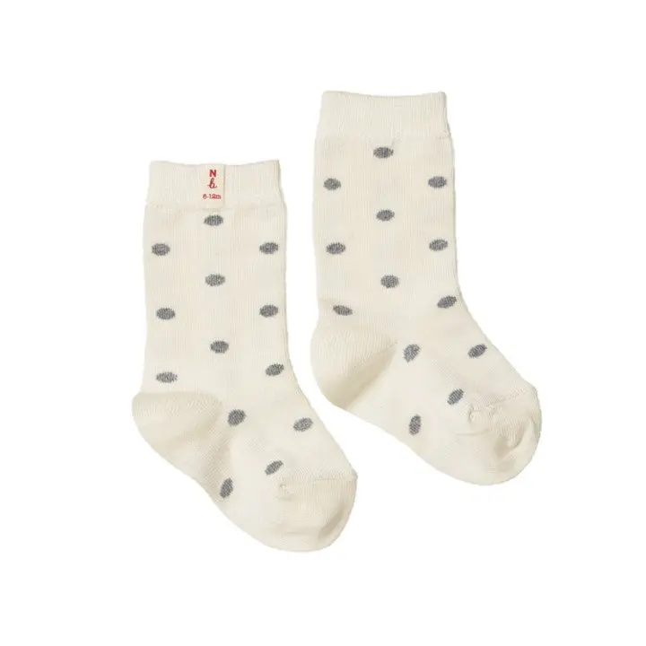Nature Baby - Organic Cotton Socks - Grey Polka 1