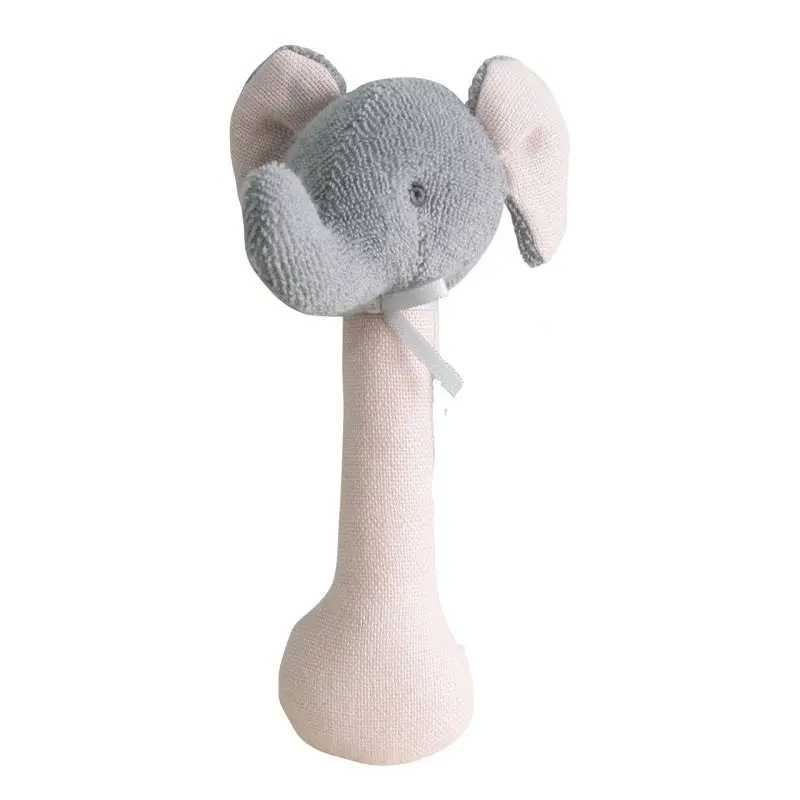 Alimrose - Elephant Stick Rattle - Linen & Pink 1