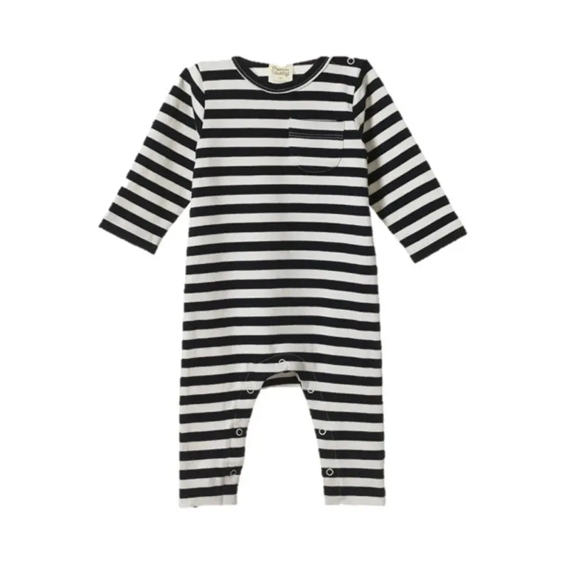Nature Baby - Long Sleeve Romper - Navy Sea Stripe 1