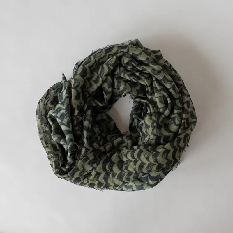 Sophie - Waves Maxi Scarf - Khaki 1