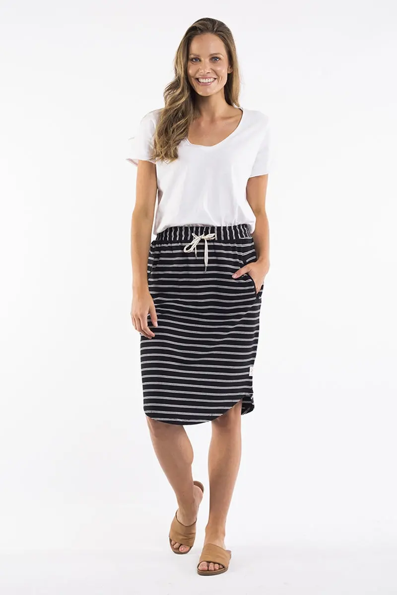 Elm - Fundamental Isla Skirt - Black / White Stripe 1