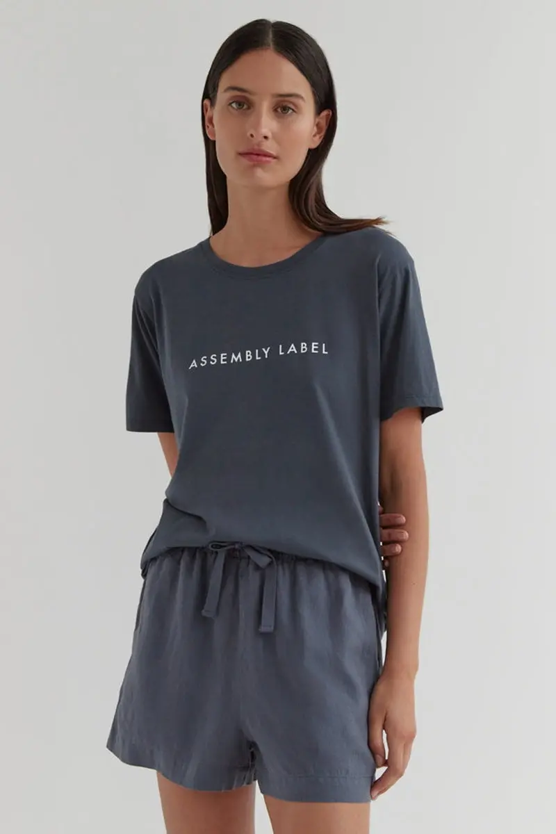 Assembly Label  - Logo Cotton Crew Tee - Slate 1