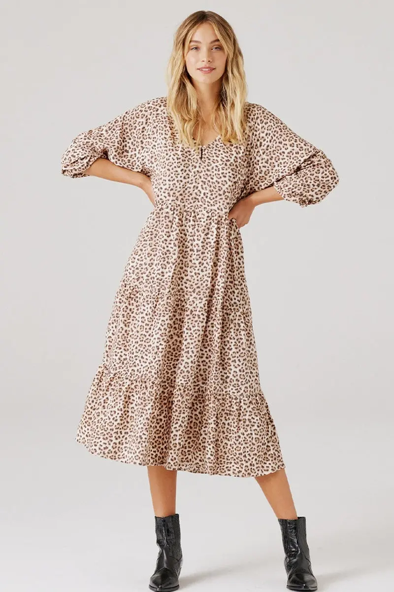 Cartel & Willow - Cali Midi Dress - Mocha Leopard 1
