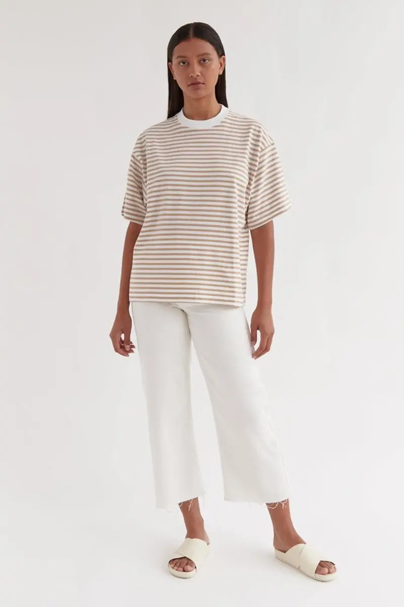 Assembly Label - Oversized Tee - Almond Stripe 1