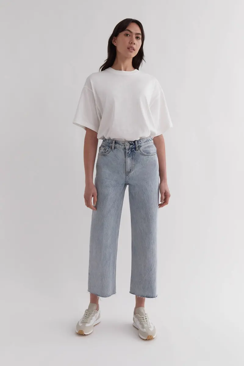 Assembly Label - High Waist Cropped Jean - Super Light Indigo 1