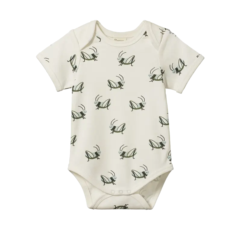 Nature Baby - Short Sleeve Body Suit - Grasshopper Print 1