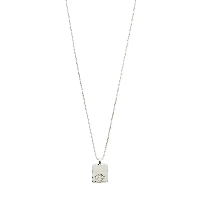 Pilgrim - Thankful Square Pendant Necklace - Silver Plated 1