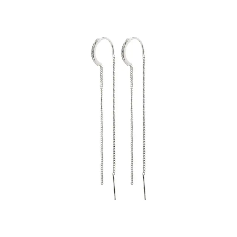 Pilgrim - Blossom Crystal Chain Earrings - Silver Plated 1