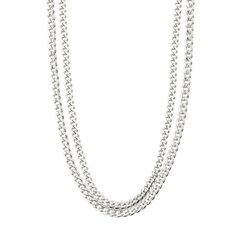 Pilgrim - Blossom Recycled Curb Chain Necklace - Silver Plated 1