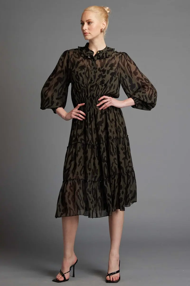 Fate + Becker - Dreaming Frill Neck Tiered Midi Dress 1