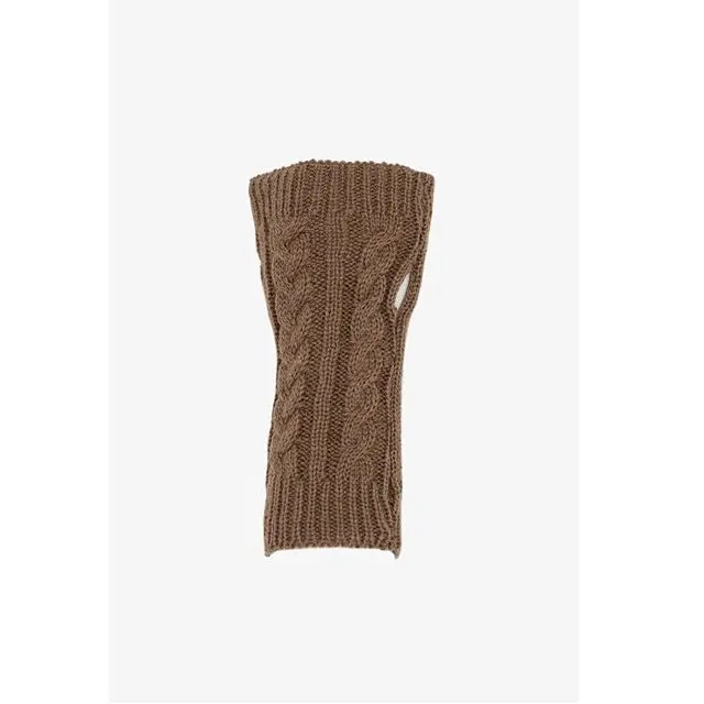 Antler - Knitted Cable Fingerless Glove - Coffee 1