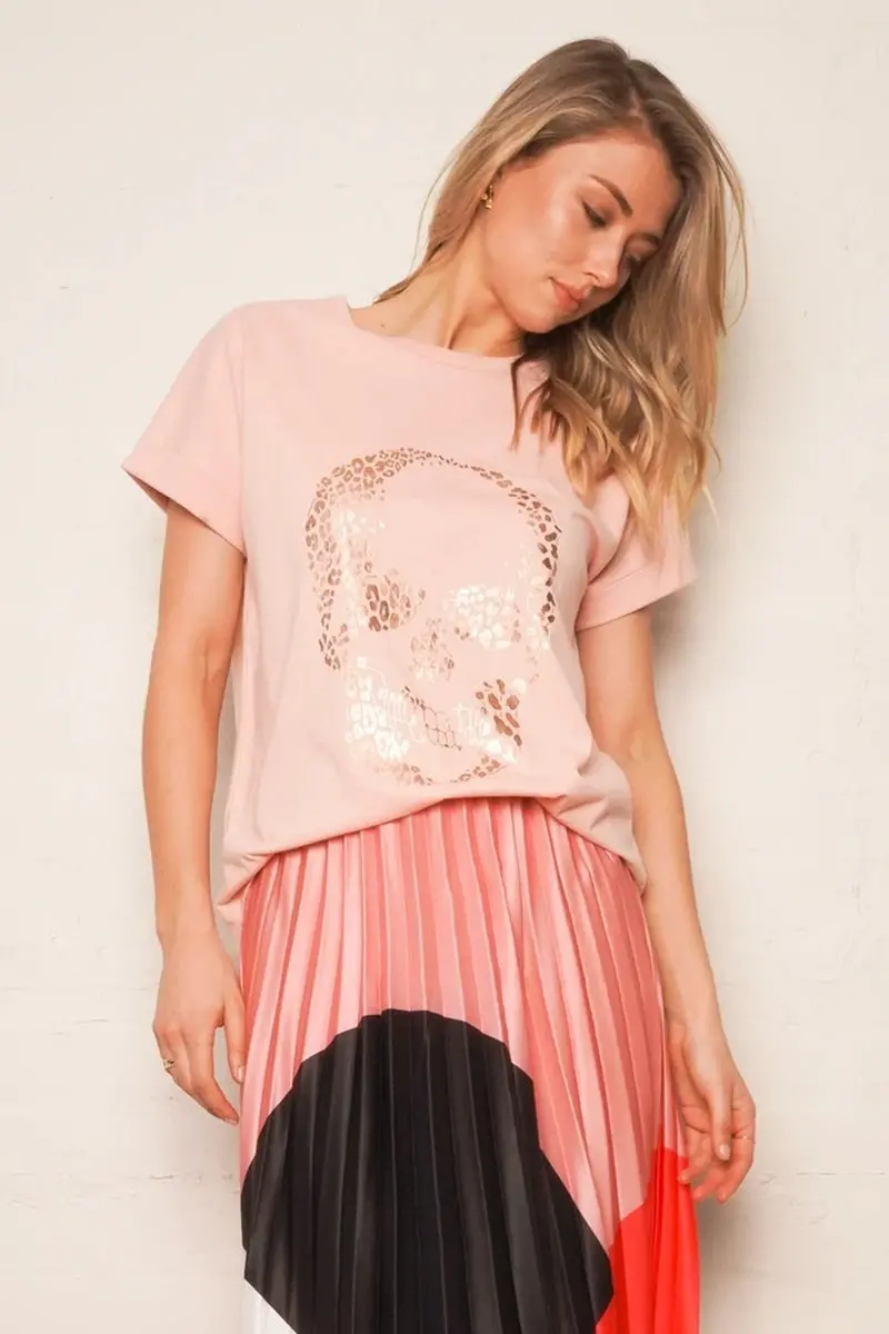 The Others - The Relaxed Tee - Pink With Foil Skull 1