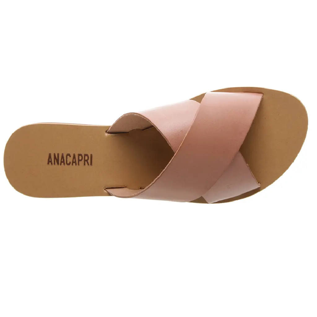 Anacapri - Leather Cross Slides - Rosa 1