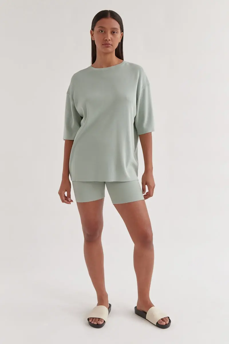 Assembly Label - Milano Knit Oversized Tee - Ocean Green 1