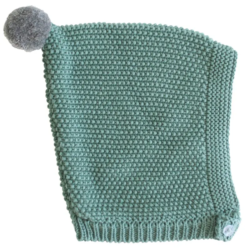 Alimrose - Pom Pom Pixie Hat - Sage & Grey 1