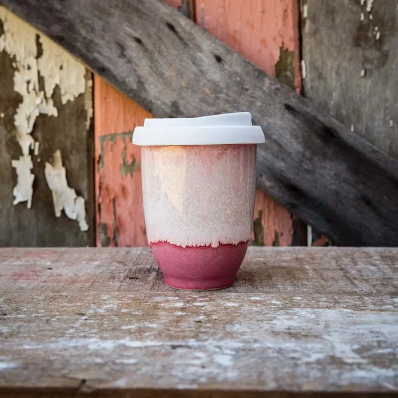 Pottery For The Planet - Medium 8Oz Cup - Raspberry Beret 1