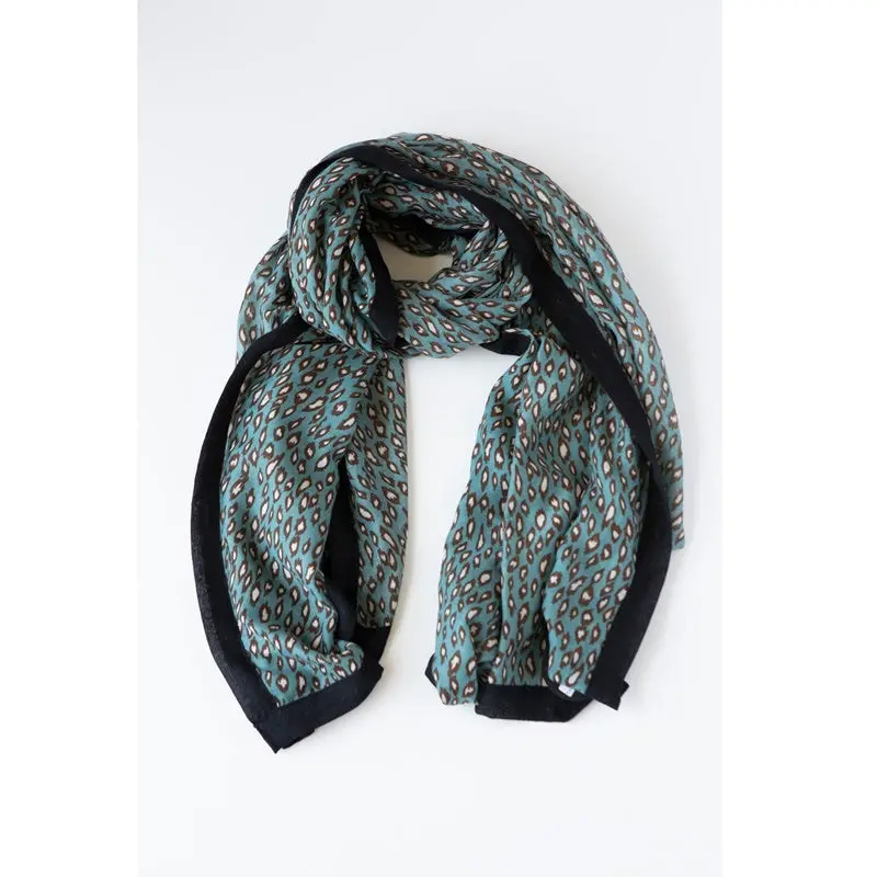 Antler - Cheetah Print Scarf - Teal 1