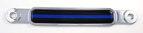 Police Thin Blue Line Flag Chrome Emblem Screw On Car License Plate Decal Badge 1
