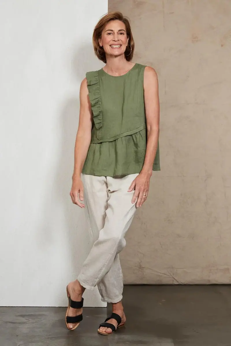 Eb & Ive - Indica Frill Tank - Fern 1