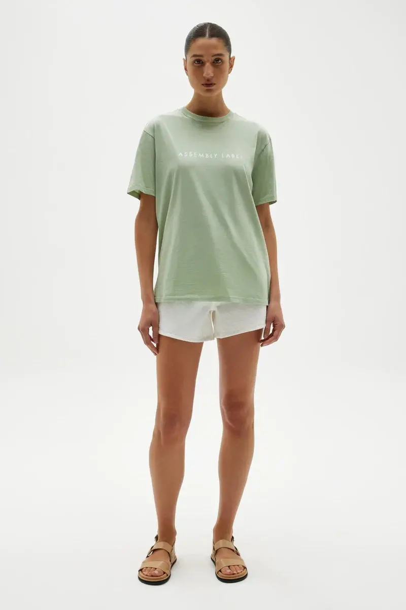 “Assembly Label - Logo Cotton Crew Tee - Teal Green/White 1