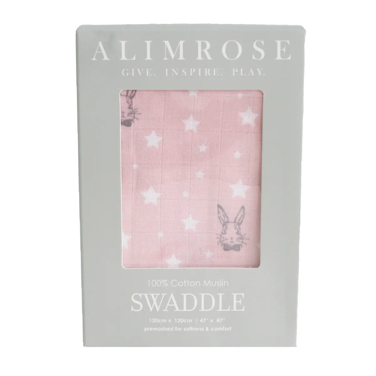 Alimrose - Muslin Swaddle Bunny Star Pink 1