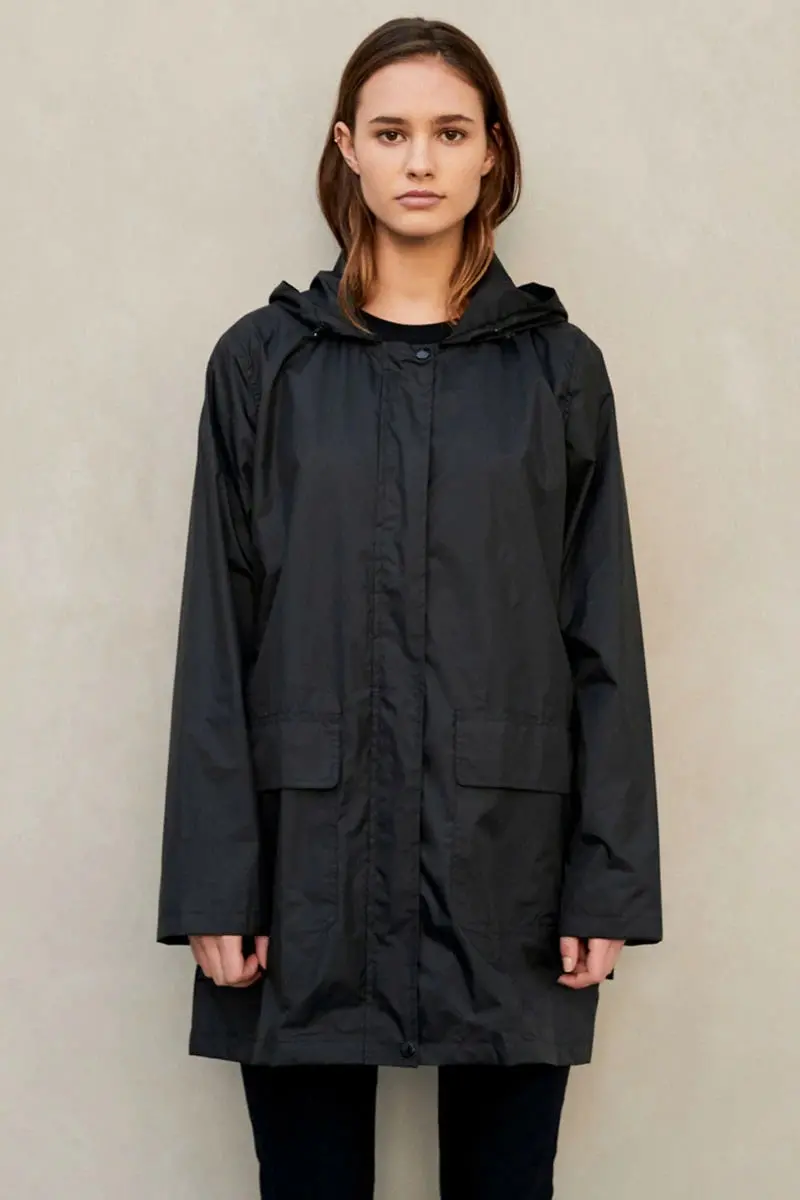 Paqme - Womens 3/4 Raincoat - Black 1
