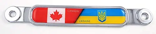 Canada Ukraine Chrome Emblem Screw On Car License Plate Decal Badge 1