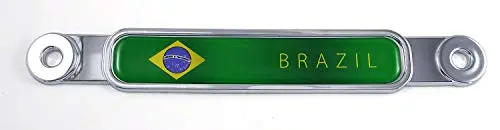 Brazil Brazilian Flag Chrome Emblem Screw On Car License Plate Decal Badge 1