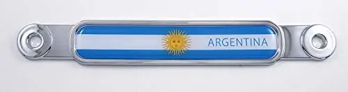 Argentina Flag Chrome Emblem Screw On Car License Plate Decal Badge 1