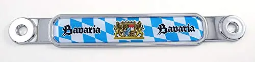 Bavaria Bavarian Flag Chrome Emblem Screw On Car License Plate Decal Badge 1