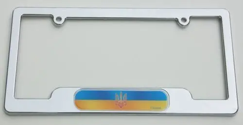 Car Chrome Decals Lpfc225 Ukraine Ukrainian Chrome License Plate Frame Tryzub Plate Holder 1