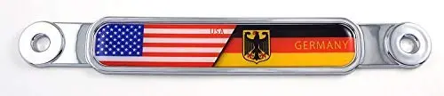 Usa Germany German Flag Chrome Emblem Screw On Car License Plate Decal Badge 1