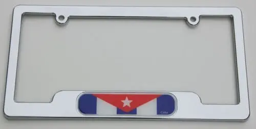 Cuba Chrome Plated Abs License Plate Frame Holder Cuban 3D Decal Free Caps 1