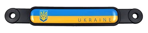 Ukraine, Ukrainian Flag Emblem Screw On Car License Plate Decal Badge 1