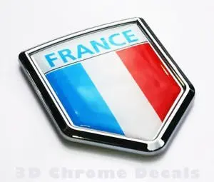 France Flag Emblem Chrome Car French Decal Sticker 3D Badge 1