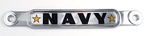 Navy Flag Chrome Emblem Screw On Car License Plate Decal Badge 1