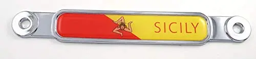 Sicily Sicilian Italia Flag Chrome Emblem Screw On Car License Plate Decal Badge 1