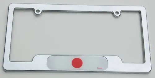 Japan Japanese Chrome Palated License Plate Frame Flag Of Japan Emblem Insert Free Caps 1