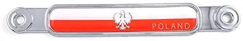 Poland Polska Polish Flag Chrome Emblem Screw On Car License Plate Decal Badge 1