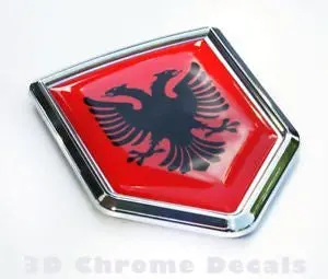 Albania Flag Car Chrome Emblem 3D Decal Sticker Albanian Shield Crest 1
