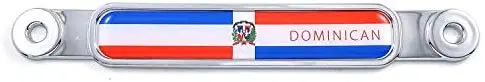 Dominican Republic Flag Chrome Emblem Screw On Car License Plate Decal Badge 1