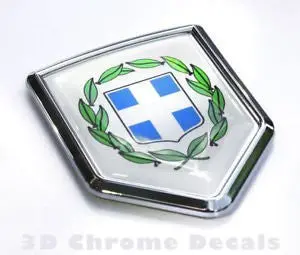 Greece Flag Greek Emblem Chrome Car Decal Bike Sticker Badge Crest 1