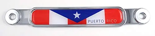 Puerto Rico Flag Chrome Emblem Screw On Car License Plate Decal Badge 1