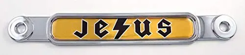 Jesus Flag Chrome Emblem Screw On Car License Plate Decal Badge 1